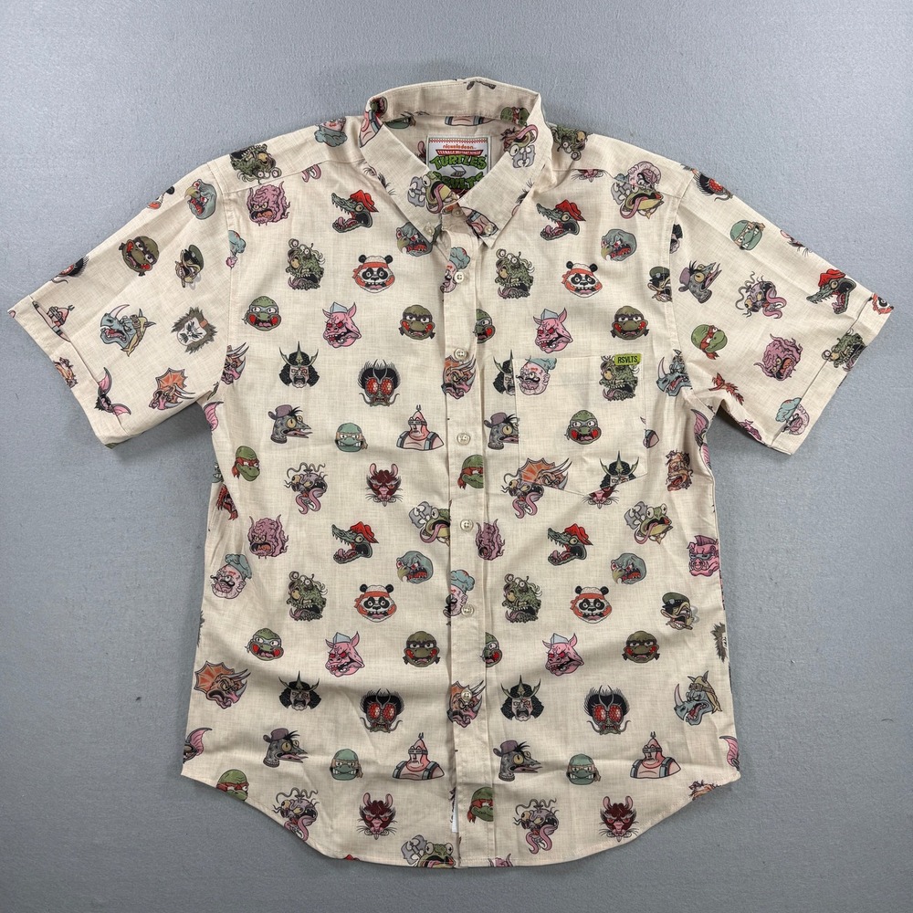 RSVLTS Teenage Mutant Ninja Turtles Shirt Men Medium Tan TMNT Villains Kunuflex